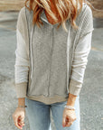 Skylar Long Sleeve Textured Knit Patchwork Hoodie