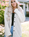 Berkley Button Up Knitted Sleeves Hooded Jacket