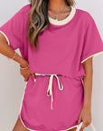 Colorblock Short Sleeve T-Shirt and Skort Set