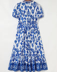 Floral Puff Sleeve V-Neck Midi Dress