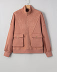 Solid Reverse Seam Half-Zip Side Pocket Sweatshirt