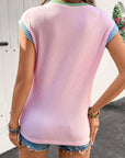 Colorblock Corded Knit Crewneck Tee