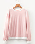 Stripe Contrast Trim Patchwork Top