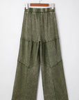Mineral Wash Patchwork Tiered Wide Leg Pants