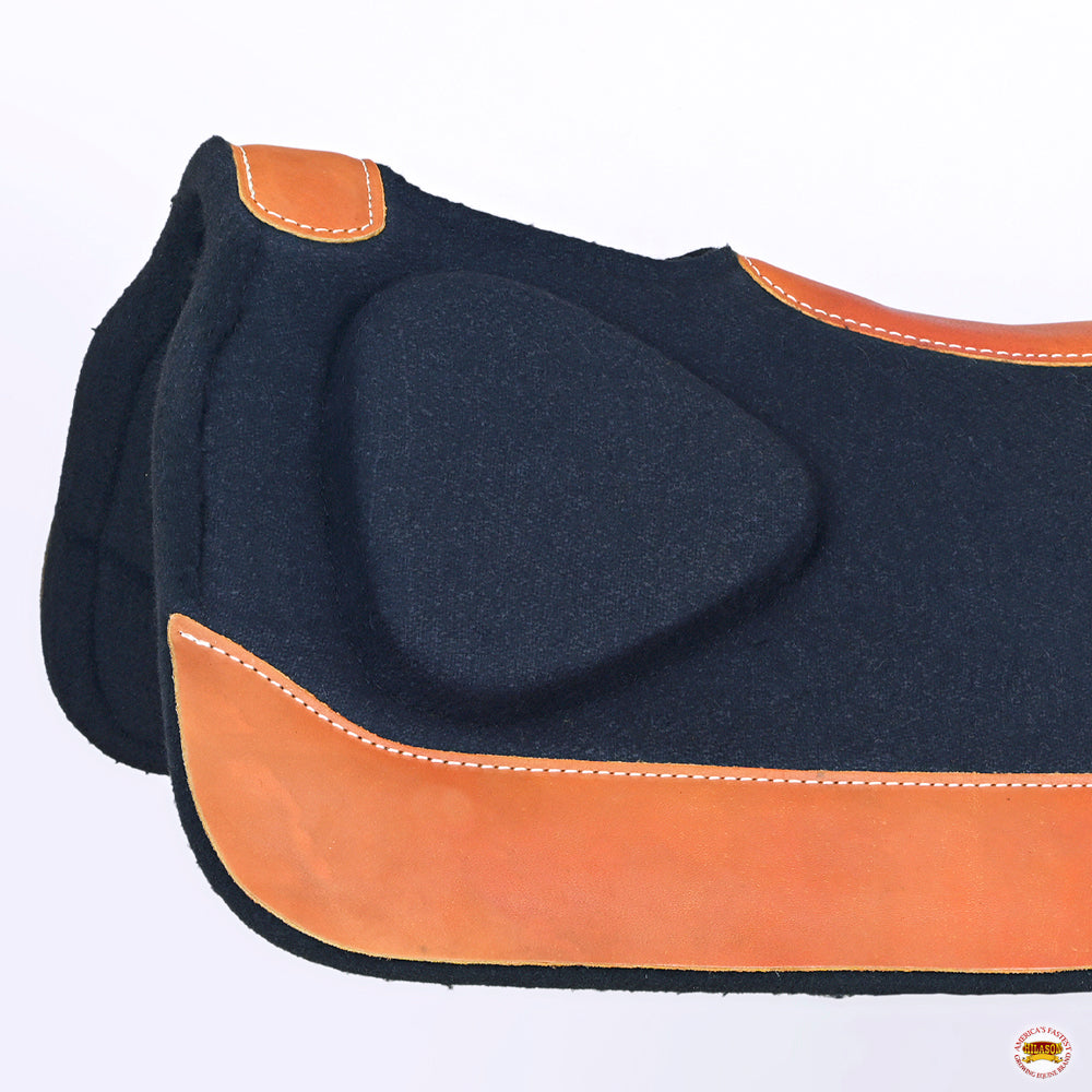 Hilason Western Wool Felt Horse Saddle Pad Grey W/ Cowhide Leather