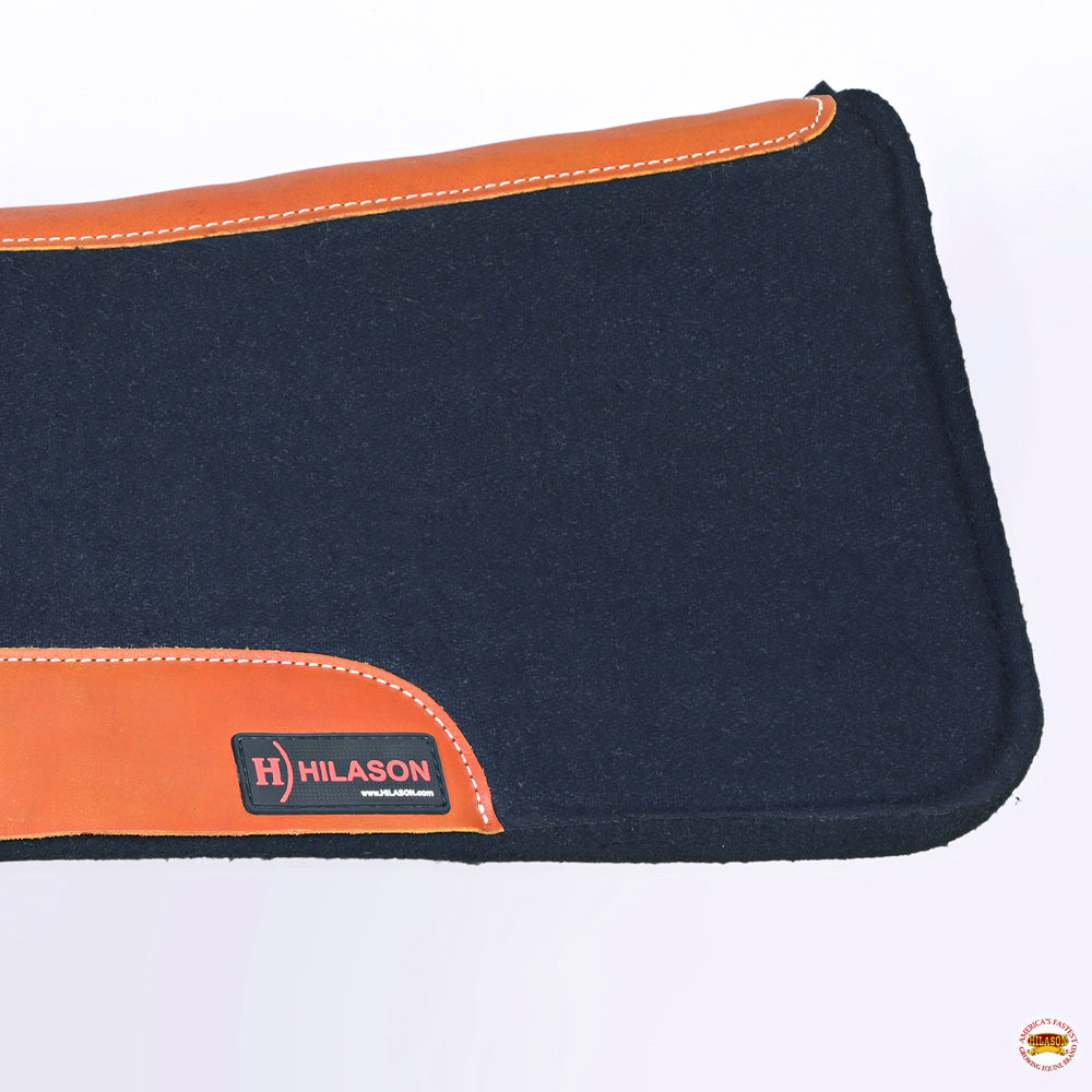 Hilason Western Wool Felt Horse Saddle Pad Grey W/ Cowhide Leather