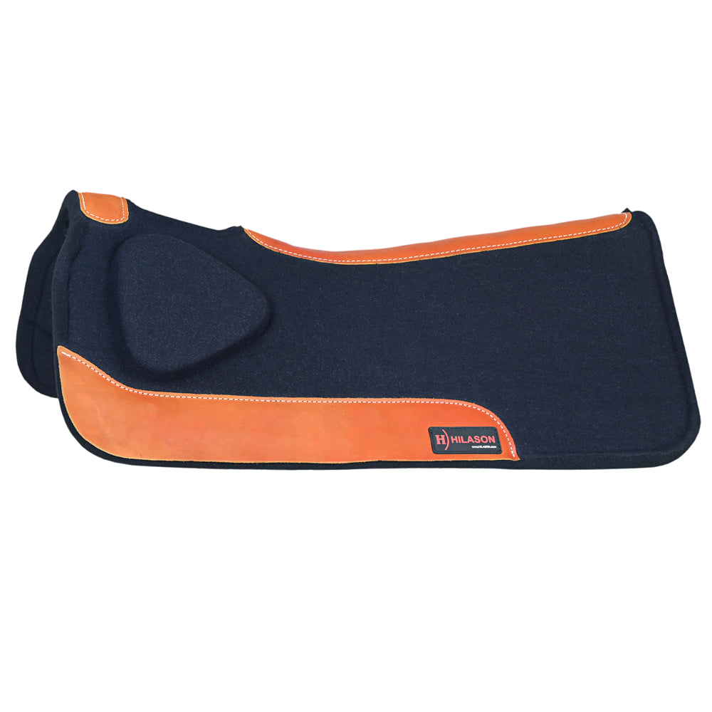 Hilason Western Wool Felt Horse Saddle Pad Grey W/ Cowhide Leather