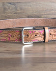 HILASON Western Genuine Leather Belt for Men Women Cowboy Cowgirl Handmade Unisex Full Grain Heavy Duty Floral Tooled Belt