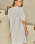 Carly Lace-up V Neck Bubble Sleeve Short Shift Dress