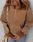 Abigail Kangaroo Drawstring Corduroy Hoodie