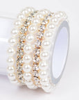 Faux Pearl Rhinestone Stretch Bracelet