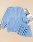 Corded Top and Ruffle Mini Skirt Set