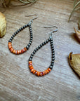 Teardrop Earrings – Sterling Silver Pearl & Orange Spiny Oyster