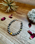 8 mm Sterling Silver Pearls bracelet with bumblebee jasper beads