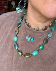 16 inch Blue turquoise and sterling silver pearl