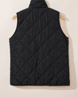 Solid Fleece Lined Quilted Vest Coat