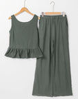 Teresa Ribbed Ruffle Tank Top and Pants Set