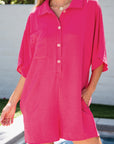 Collared Button Up Pocketed Romper