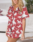 Red Bronc Satin Ruffle Western Pajama Set