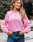 Lilah Lace Patched Raglan Sleeve Loose Fit Sweatshirt