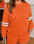Plus Size Varsity Stripe Pullover and Shorts Set