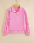 Evangeline Embroidered Flower Buttons Pullover Sweatshirt