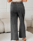 Mineral Wash High Waist Raw Hem Pants