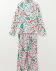 Christmas Berries Satin Shirt and Pants Pajama Set