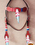 HILASON Western Horse Headstall Breast Collar Set Genuine American Leather Mahogany