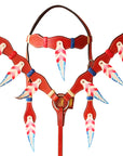 HILASON Western Horse Headstall Breast Collar Set Genuine American Leather Mahogany