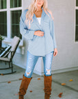 Amanda Roll Tab Sleeve Ribbed Cording Shacket