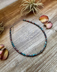 Sterling Silver Pearls choker and Pink and blue sea sediment Heishi