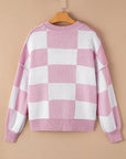 Checker Bishop Sleeve Sweater