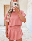 Cropped Tee and Ruffle High Waist Skort Set