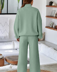 Solid Zip-Up Jacket and Drawstring Pants Set