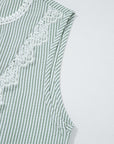 Meredith Stripe Lace Patchwork Crew Neck Tank Top