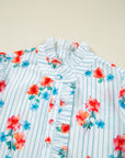 Stripe Floral Belted Mini Dress