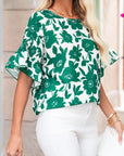Floral Ruffle Short Sleeve Blouse