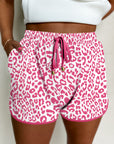 Leopard Contrast Trim Drawstring Shorts