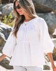 Paula Bow Knot Cutout Back Blouse