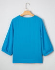 Clara V Neckline Crinkled Blouse