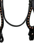 Western Horse Headstall Tack Bridle American Leather Black Studs Hilason