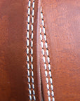 32 Inch 3D Brown Mens Leather Stitched Basic Belt Brass Buckle