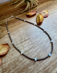 15" White Opal Necklace with Sterling Silver Pearls