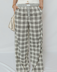 Plaid Patchwork Wide Leg Pants