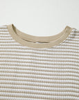 Plus Size Stripe Knit Ribbed Long Sleeve Top
