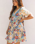 Livia Boho Floral Crochet V Neck Dress