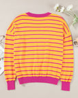 Briar Stripe Trimmed Round Neck Loose Sweater