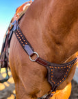 Sunrise Orange on Chocolate Suede BuckStitch Betty Bikini Breast Collar and Headstall set