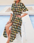 Vintage Cowboy Collage Western Shirt Dress Duster